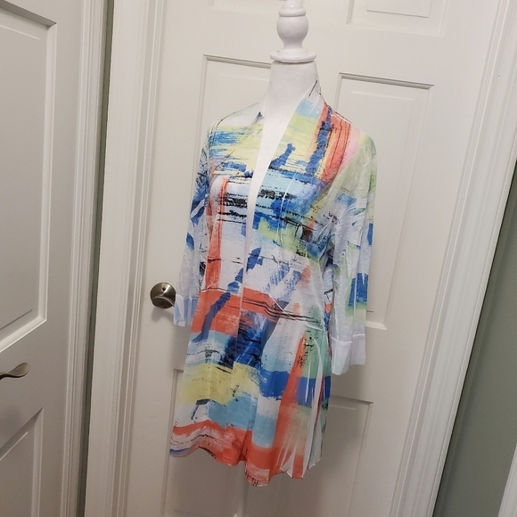 Impulse California Art Deco Lightweight Open Front Cardigan Size Medium - Picture 4 of 8